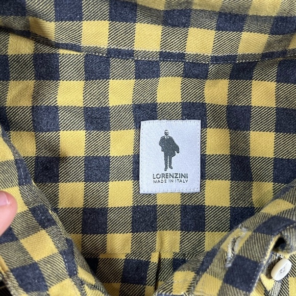 Lorenzini Made in Italy Size Large Green Gingham Cotton Twill Designer Shirt C21 - Picture 3 of 13